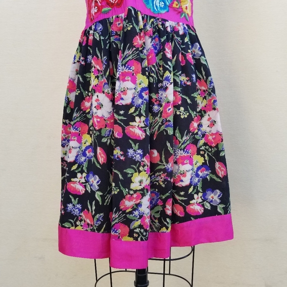 Johnny Was Multicolored Floral Embroidered Strap Babydoll Summer Dress S - Picture 5 of 16